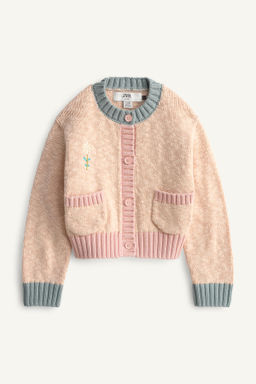 CHAQUETA PUNTO COLOR BLOCK FLOR BORDADA LIMITED EDITION / mandarina.oscuro - Zara фото 6