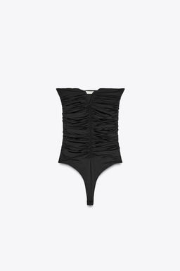 RUFFLED POLYAMIDE BANDEAU BODYSUIT - Zara фото 5