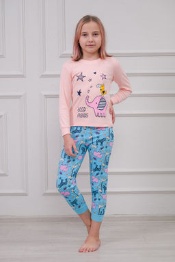 Пижама подростковая из интерлока Улыбка розовый слон