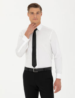 Белая классическая рубашка из хлопка приталенного кроя - Cacharel фото 2