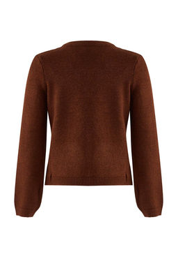 Teen Kahverengi Yumusak Dokulu Genis Kal?p Ekstra Sall? Triko H?rka TWOAW26HI00135