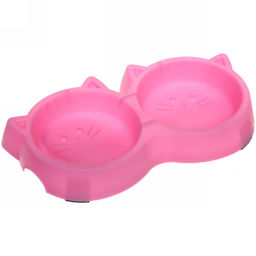 Цена за 2 шт. Миска пластиковая двойная "Мр. Томас", цвет розовый, 27,5*14,5*3,8см