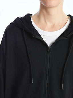 Kap??onlu Oversize Kad?n Fermuarl? Sweatshirt