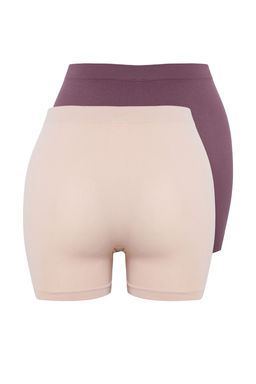 TRENDYOLMILLA Siyah-Ten 2li Paket Seamless/Dikissiz Boxer Orme Kulot THMSS24KU00032  фото 8