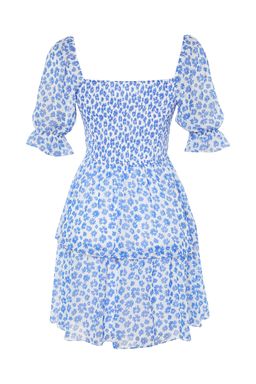 TRENDYOLMILLA Cok Renkli Cicekli Etegi Volanl? Skater/Belden Ac?lan Sifon Mini Astarl? Dokuma Elbise TWOSS22EL2772 фото 17