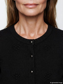 Bisiklet Yaka Kendinden Desenli Kad?n Triko H?rka