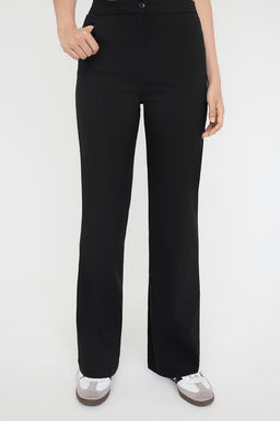 Teen Siyah Fitted Likral? Esnek Wide Leg/Genis Paca Pantolon TWOAW26PL00009