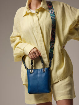 Сумка кожаная кросс-боди Deboro 30347 синяя гуашь