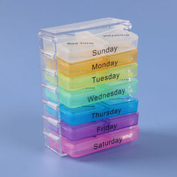 Таблетница-органайзер «Неделька», английские буквы, утро/день/вечер/ночь, 10×7.5×4 см, 7 контейнеров по 4 секции, разноцветный
