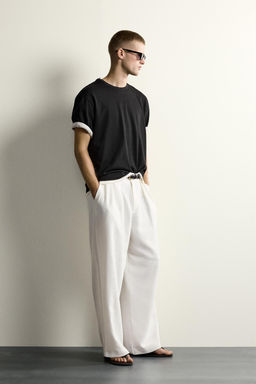 PANTAL?N RELAXED FIT ESTRUCTURA PLIEGUES / Blanco - Zara фото 4