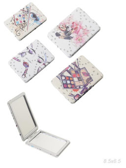 Зеркало карманное 6х8 см / GT348 /уп 50/300/ кожзам, стразы