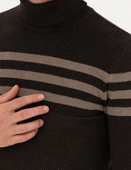 Kahverengi Slim Fit Bal_k__ Yaka Triko Kazak - Pierre cardin фото 7