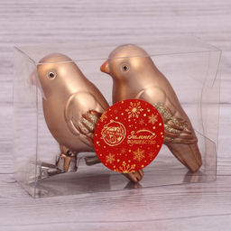 Цена за 2 шт. Ёлочные игрушки 2 шт. Зимнее волшебство. Воробушек пластик, 94 см, коричневый фото 3