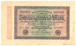Банкнота 20000 марок 1923 года Германия