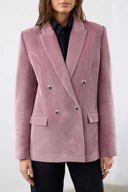 Gul Kurusu Kruvaze Kapama Regular/Normal Kal?p Fitilli Kadife Blazer Ceket TWOAW26BC00031