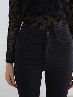 Y?ksek Bel Flare Kad?n Jean Pantolon