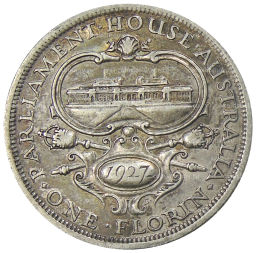 1 флорин 1927 года Австралия Открытие здания парламента в Канберре