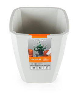 Кашпо квадратное с дренажной вставкой Лаунж 2,4л/1,6л светло-серое С371СЕР - Martika фото 3