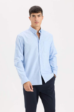 Regular Fit Oxford Cepli Uzun Kollu Basic Duz Beyaz Gomlek - Defacto фото 4
