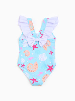 Купальник для девочки слитный MINAKU «Ракушки», голубой, рост 122-128 см