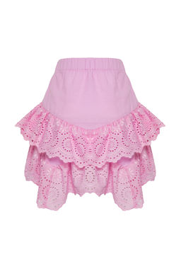 TRENDYOLMILLA Plaj Giyim Briddal Beyaz Mini Dokuma Brode Detayl? Flaml? Pamuk Plaj Etek TBESS24ET00004 фото 26