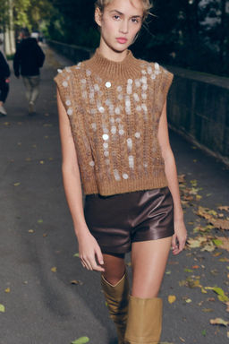 SEQUIN KNIT WAISTCOAT