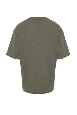 Haki Oversize K?sa Kollu Dokulu T-shirt TMNSS22TS00049