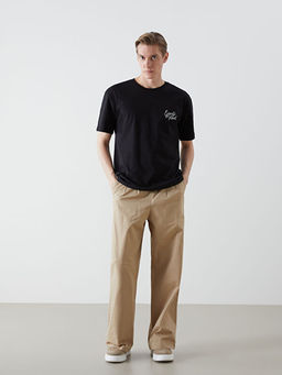 Bisiklet Yaka K?sa Kollu Bask?l? Penye Erkek Ti??rt