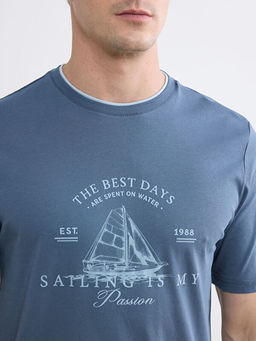 Bisiklet Yaka Bask?l? Erkek Ti??rt