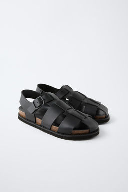 LEATHER CAGE SANDALS - Zara фото 2