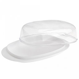 Масленка пластмассовая Кристалл 19х10х6см, прозрачная крышка, белый (Россия) - Домашняя мода фото 3