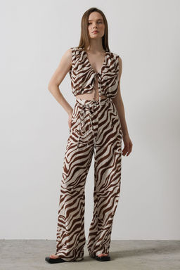 TRENDYOLMILLA Cok Renkli Desenli Wide Leg/Genis Paca Pantolon TWOSS25PL00035