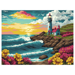 Картина по номерам на холсте "Свет маяка" 30*40см (КХ3040_53864) ТРИ СОВЫ, с акриловыми красками