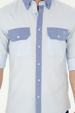 U. S. Polo Assn / Мужская голубая рубашка с длинным рукавом - U.s. polo assn фото 13