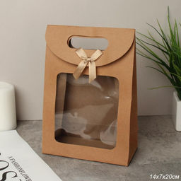 Коробка подарочная складная 20x14x7 см / 320-B /уп 12/300/крафт - Галеонтрейд фото 3