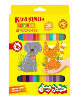 Набор цветных карандашей Каляка-Маляка двухсторонние 18 штук, 36 цветов, шестигранные, дер...