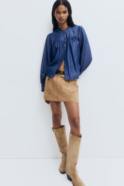 Blusa denim con ribetes de volante - H&m фото 4