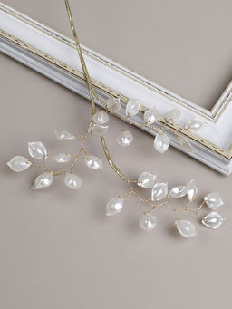 Ветка декоративная стеклярус 34 см / CW0427-4 /уп 818/ 27 лист