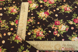 Мерный лоскут(ткань в отрезах) - Хлопколен Чайная роза на горьком шоколаде, ш.1.48м, лен-20%, - Купава фото 2