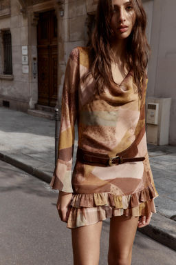 MINI PATCHWORK PRINT DRESS WITH BELT - Zara фото 2
