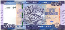 Банкнота 500 долларов 2024 года Либерия