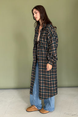 Рубашка удлиненная AUTUMN046/03/Бежевый, зелёный - M&G all natural фото 9