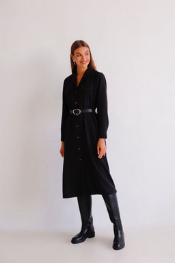 Martichelli Платье-рубашка с английским воротником чёрное  фото 16