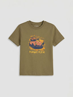 Bisiklet Yaka Bask?l? Erkek ?ocuk Ti??rt