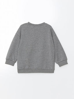 Bisiklet Yaka Bask?l? Erkek Bebek Sweatshirt
