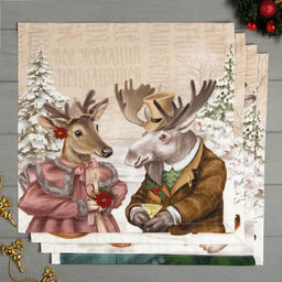 Набор салфеток сервировочных «Этель» Winter holidays, 4 шт., бежевые, 40×40 см