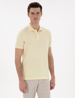 A__k Sar_ Slim Fit %100 Pamuk K_vr_lmaz Polo Yaka Basic Ti__rt