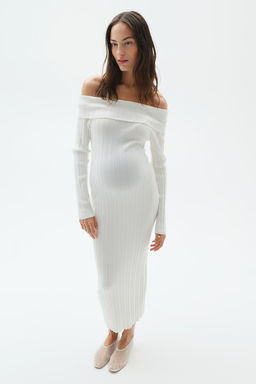 MAMA Vestido off-the-shoulder en punto de canale - H&m фото 2