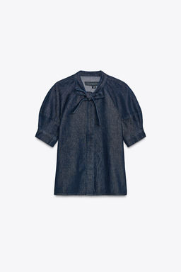 ZW COLLECTION DENIM SHIRT WITH TIES - Zara фото 5