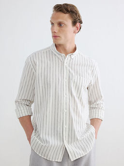 Рубашка мужская Regular Fit в полоску с льном